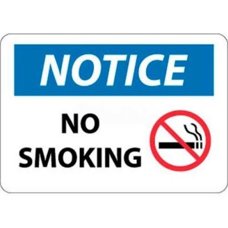 NATIONAL MARKER CO NMC OSHA Sign, Notice No Smoking, 10in X 14in, White/Blue/Black N314RB